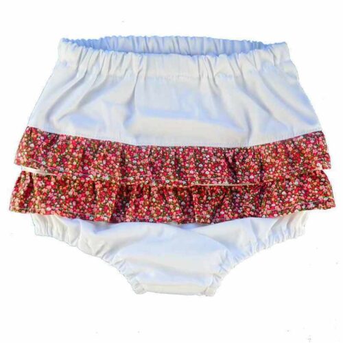 Bloomer à volants fleuri rouge made in France