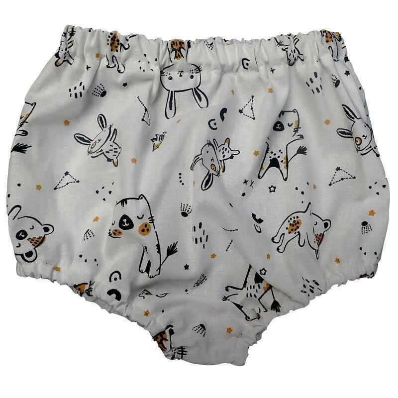 Bloomer bébé coton blanc motif animaux made in France