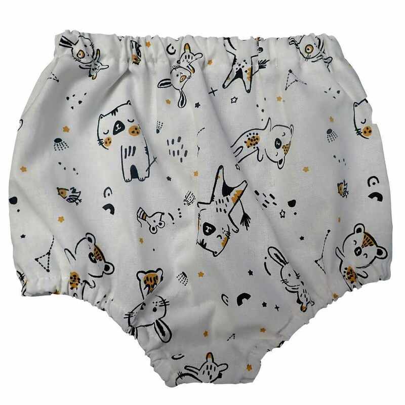 Bloomer bébé coton blanc motif animaux made in France