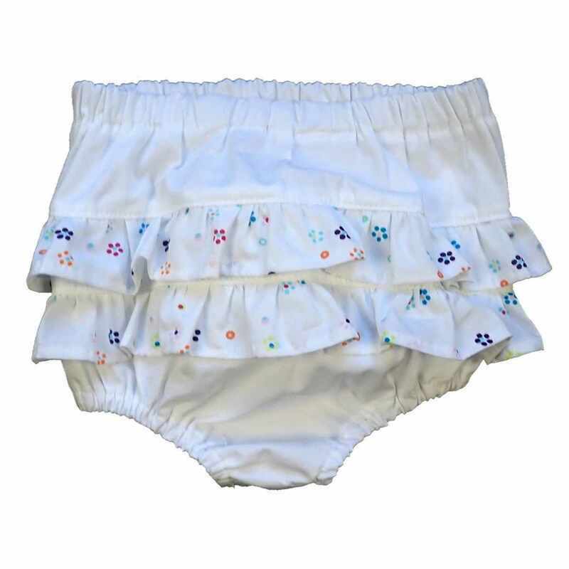Bloomer blanc bébé volants motif fleuri made in France
