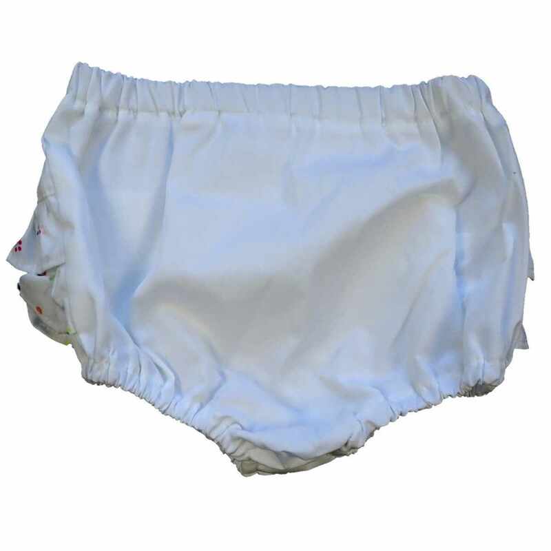 Bloomer blanc bébé volants motif fleuri made in France