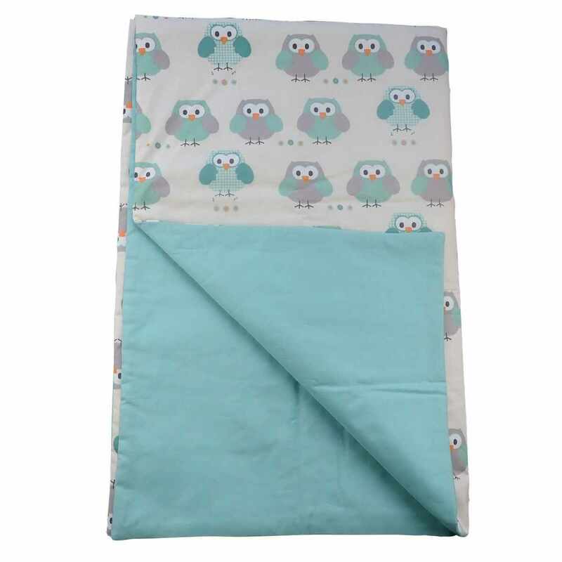 Couverture ouatinée motif hiboux made in France