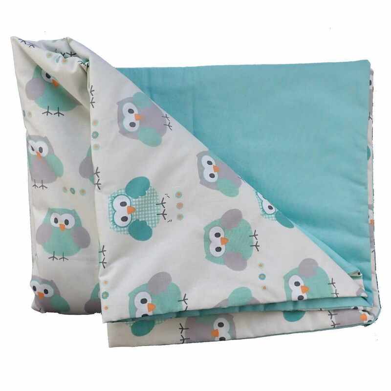 Couverture ouatinée motif hiboux made in France