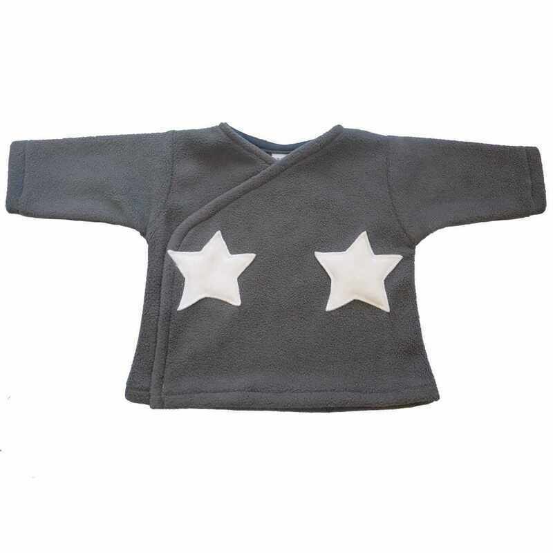 Gilet brassière bébé polaire gris étoiles made in France