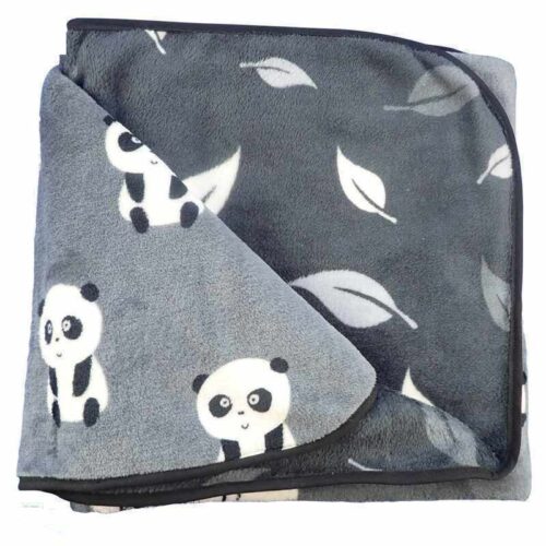 Plaid en tissu doudou panda made in France