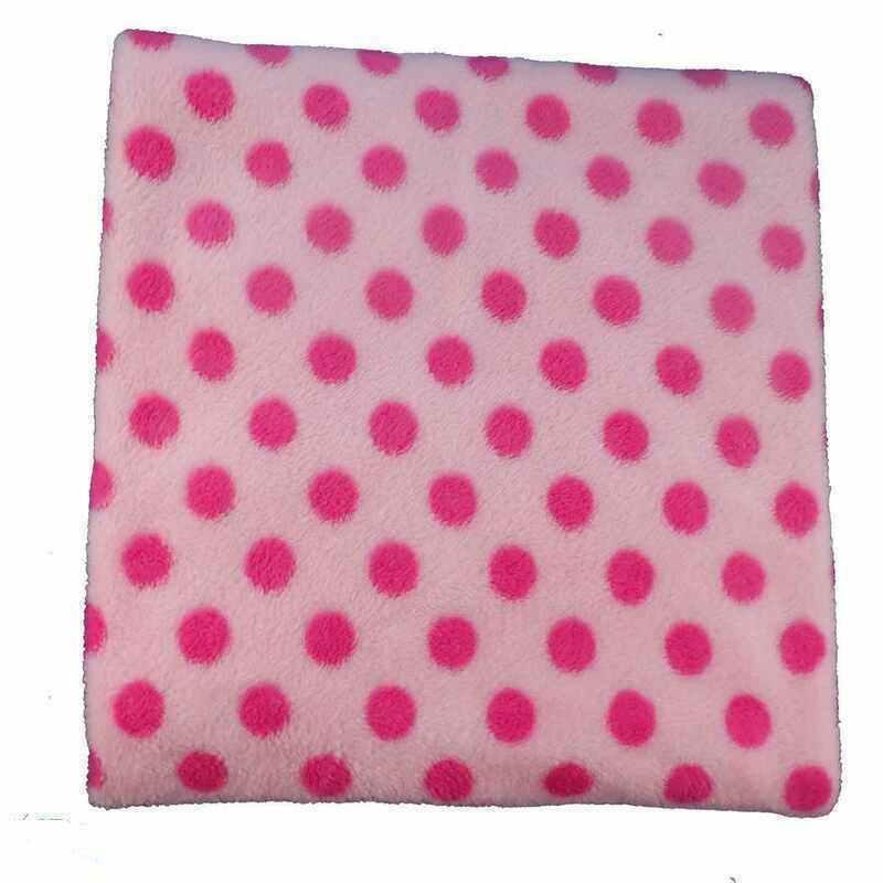 Plaid en tissu doudou rose à pois made in France