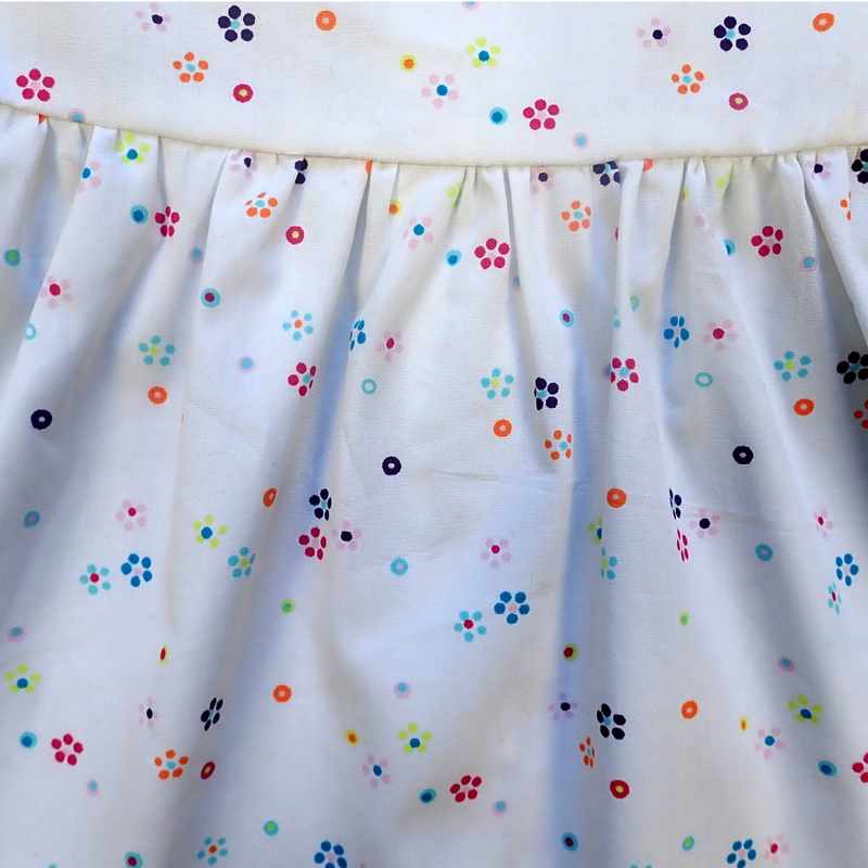 Robe bébé coton blanc fleurs multicolores made in France