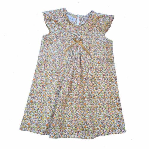 Robe fille fleurie jaune made in France
