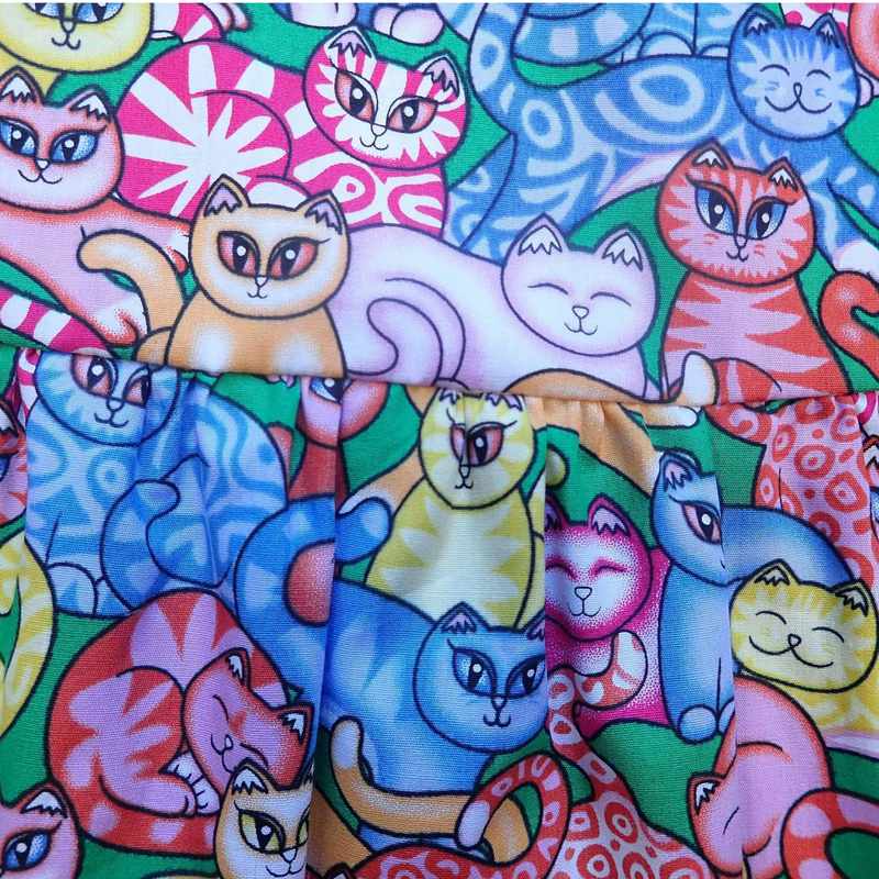 Robe fille sans manches motif chats made in France