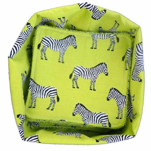 Corbeille 10 lingettes lavables zèbres