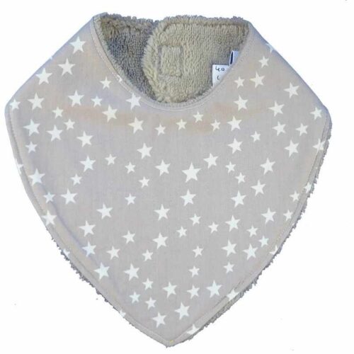 Bavoir bandana beige étoiles écrues