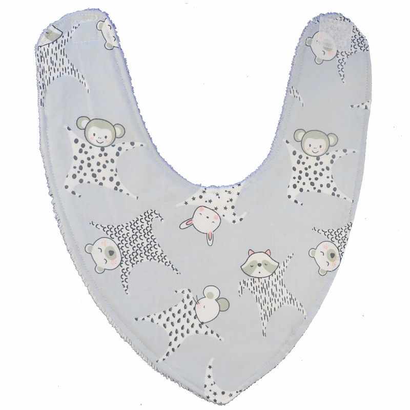 Bavoir bandana blanc oursons bleu clair