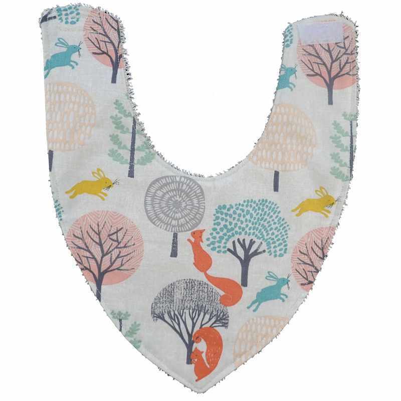 Bavoir bandana ivoire motif forêt
