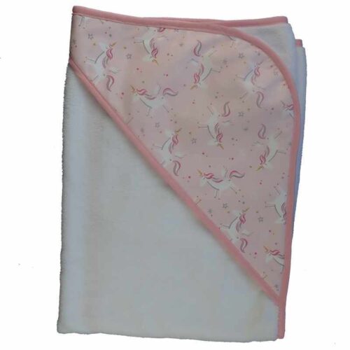 Cape de bain blanche licornes roses