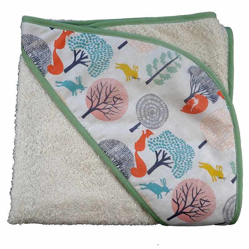 Cape de bain ivoire décor forêt