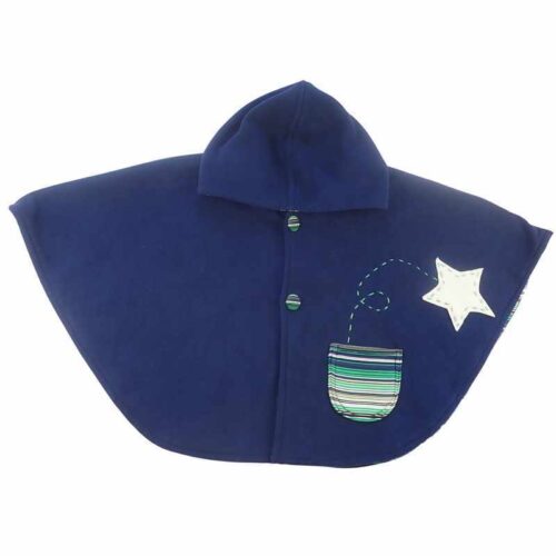 Cape poncho 12/24 mois bleu marine étoiles et poche