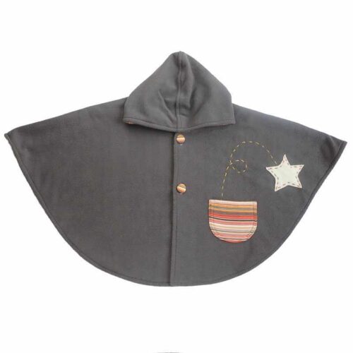 Cape poncho 24/36 mois gris étoiles et poche