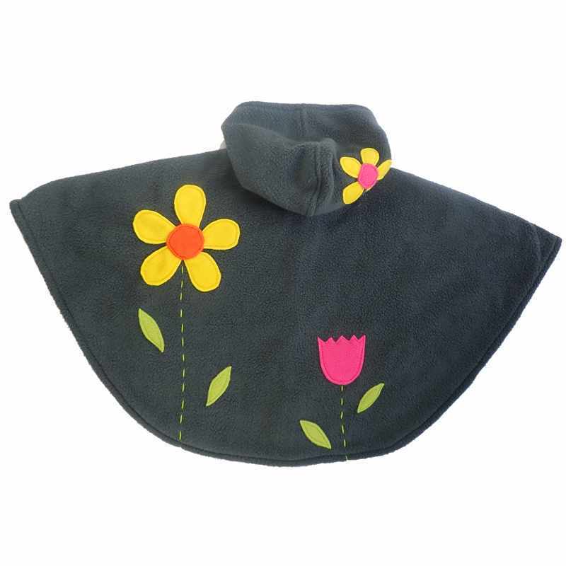 Cape poncho 12/24 mois gris papillons et fleurs
