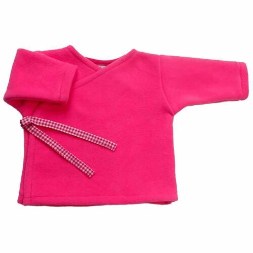 Gilet brassière polaire rose vif liens vichy