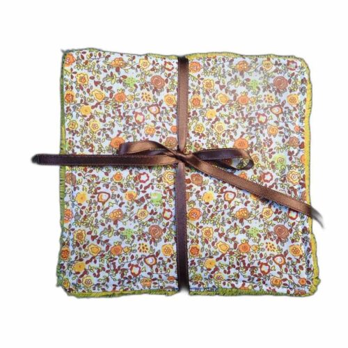 Cinq lingettes lavables jaunes fleuri