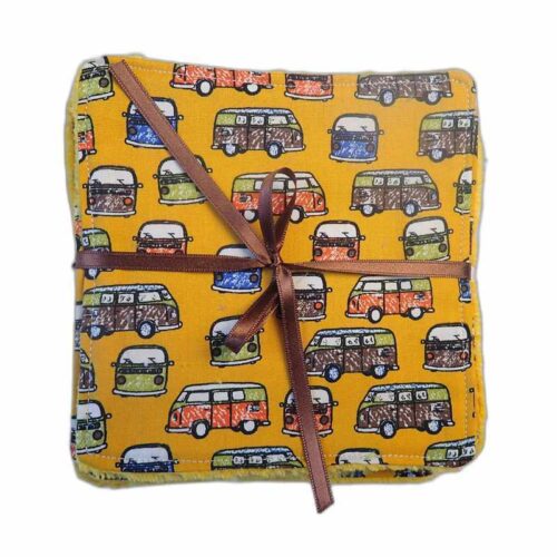 Cinq lingettes lavables camions en bambou