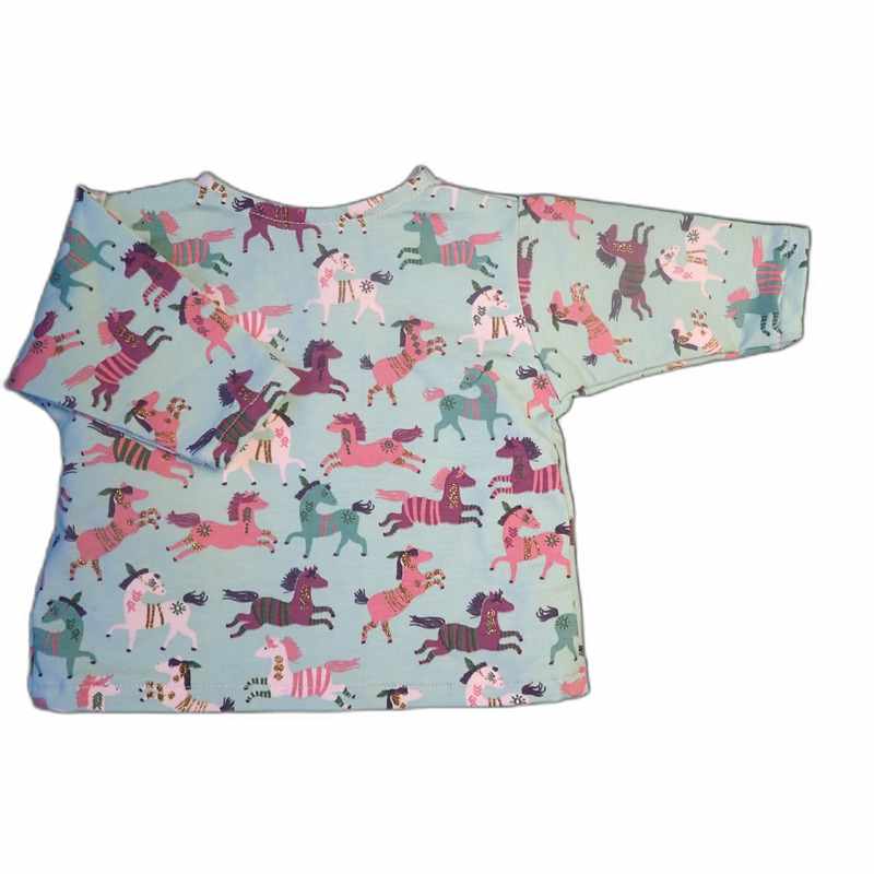 Brassière verte bébé motif chevaux dorés