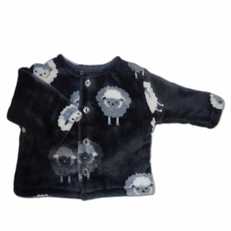 Gilet doudou polaire gris motif moutons