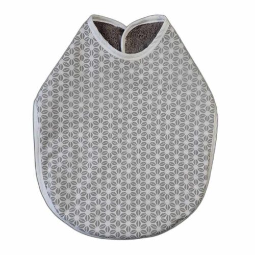 Grand bavoir imperméable gris et blanc