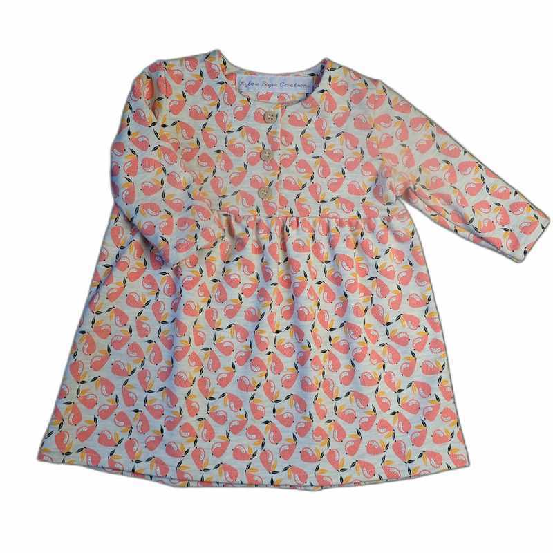 Robe bébé motif poires roses