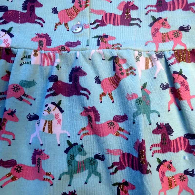Robe bébé manches longues verte chevaux