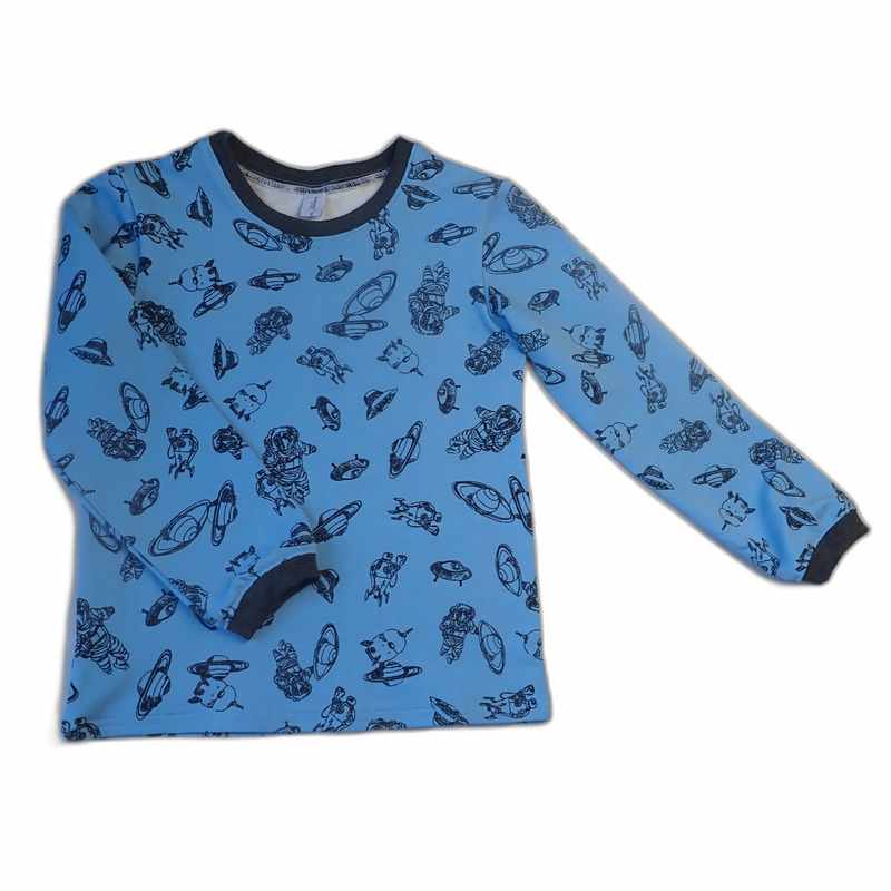 Sweat bleu garçon motif espace