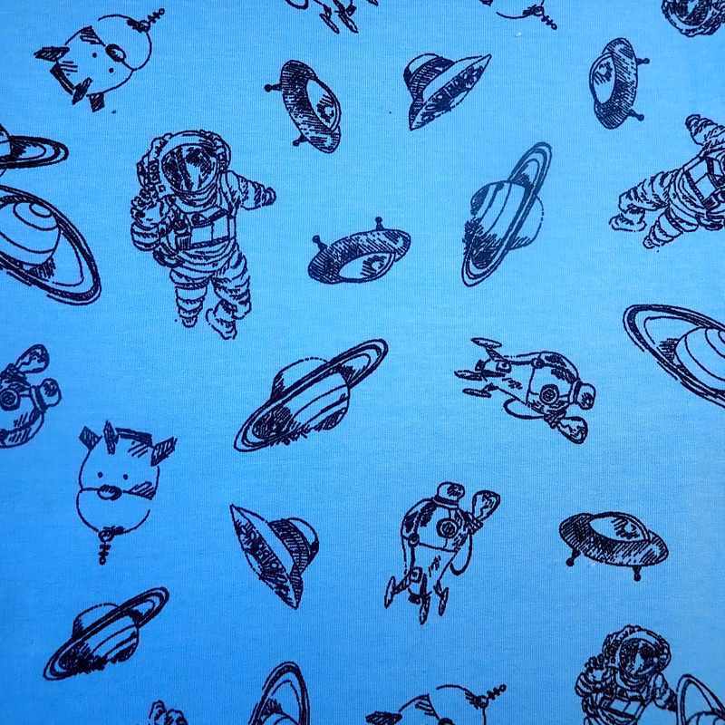 Sweat bleu garçon motif espace