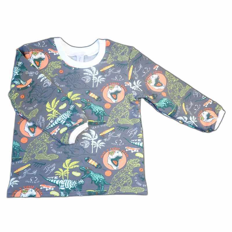 Sweat gris garçon motif dinosaures