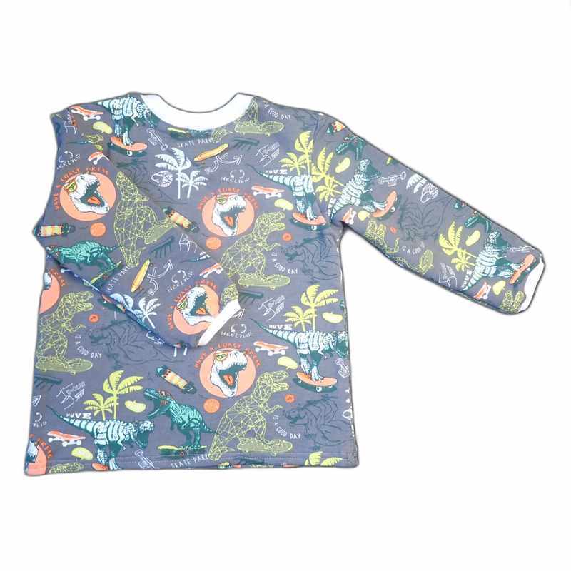 Sweat gris garçon motif dinosaures