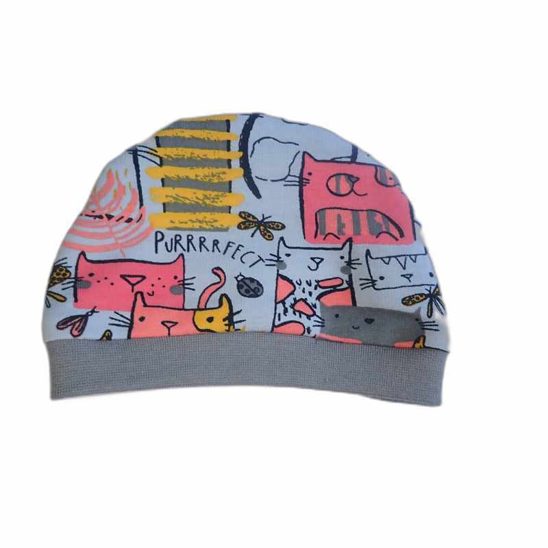 Bonnet bébé gris motif chats
