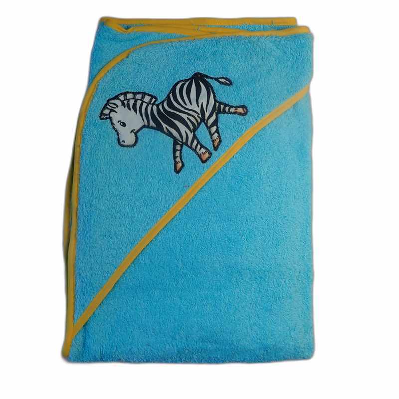 Cape de bain bleue motif zèbre
