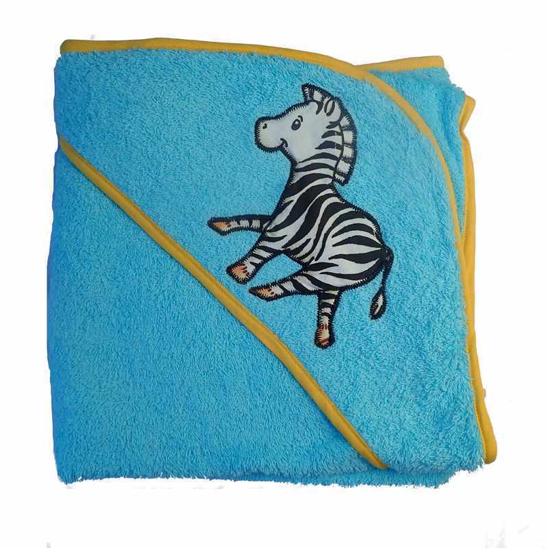 Cape de bain bleue motif zèbre