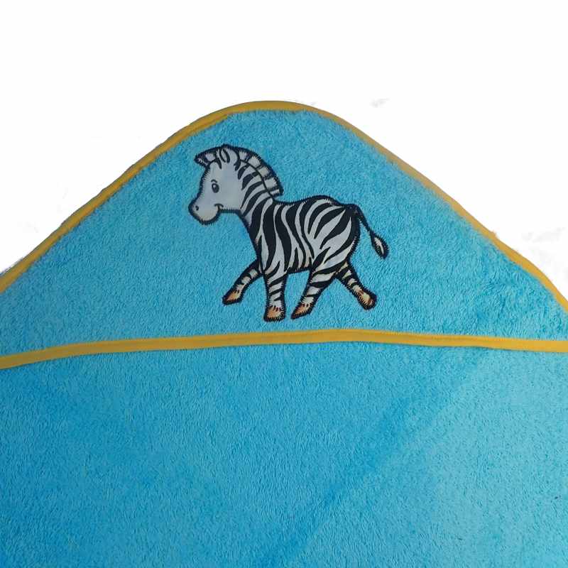 Cape de bain bleue motif zèbre