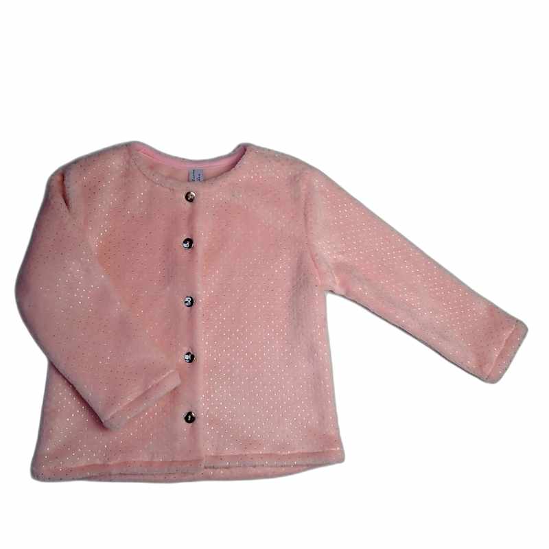 Gilet doudou polaire rose points argentés