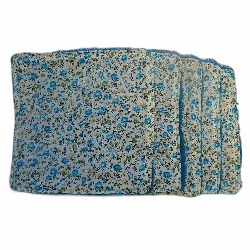 Cinq lingettes lavables fleuries en bambou