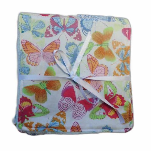 Cinq lingettes lavables papillons en bambou