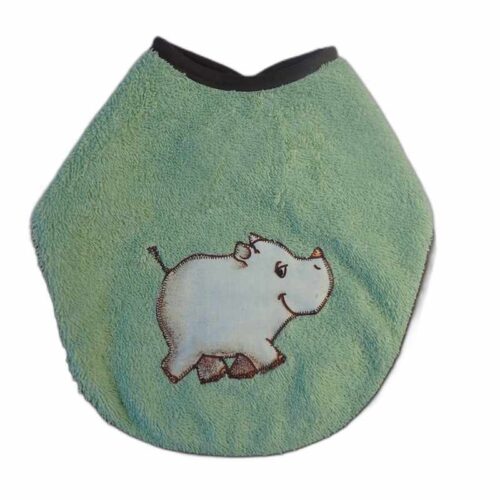 Petit bavoir vert motif rhinocéros