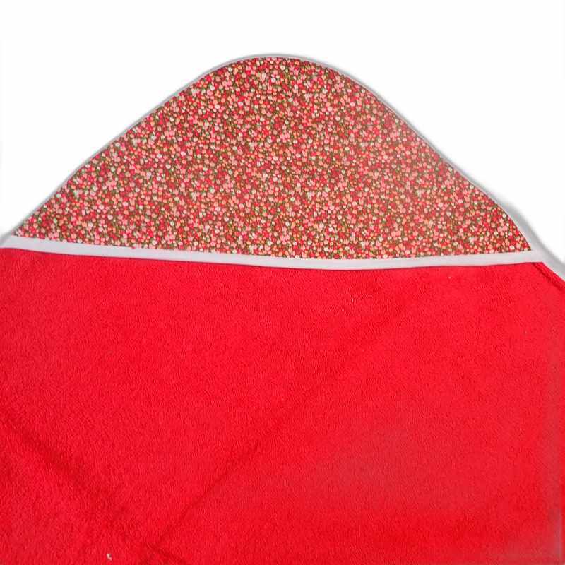 Cape de bain coton rouge motif fleuri – Image 3
