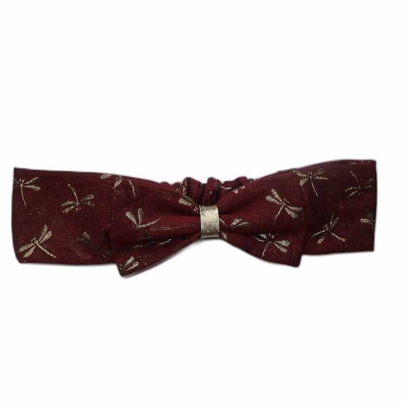 Robe et bandeau bébé cérémonie bordeaux libellules – Image 4