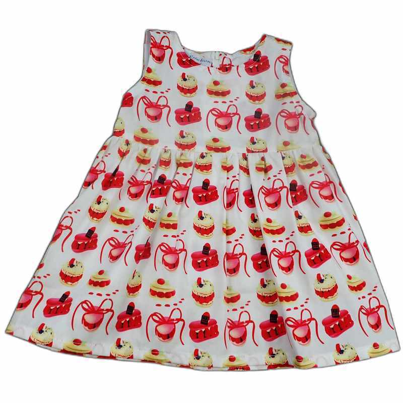 Robe bébé blanche motif cupcakes rouges