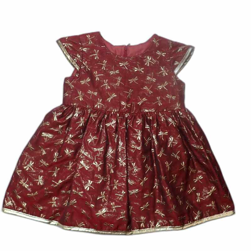 Robe et bandeau bébé cérémonie bordeaux libellules – Image 2