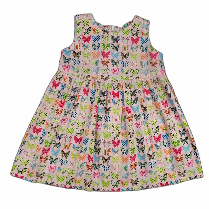 Robe bébé rose motif papillons multicolores