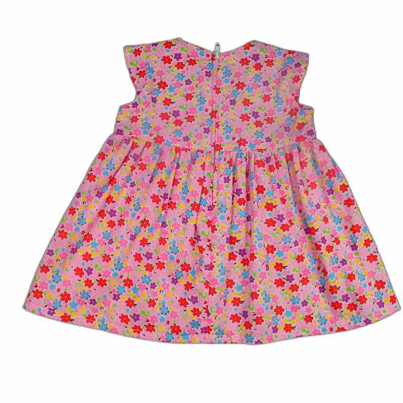 Robe bébé coton rose fleurs – Image 2