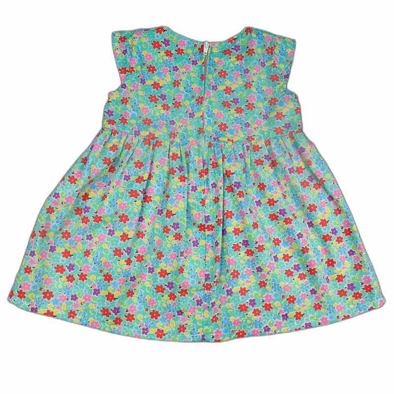 Robe bébé coton vert lagon fleurs – Image 2