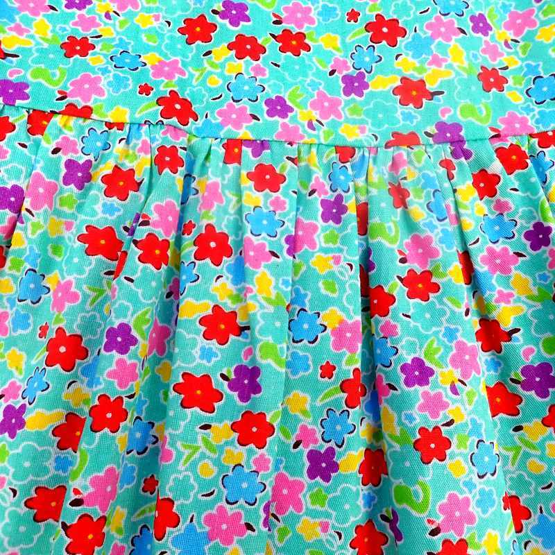 Robe bébé coton vert lagon fleurs – Image 3